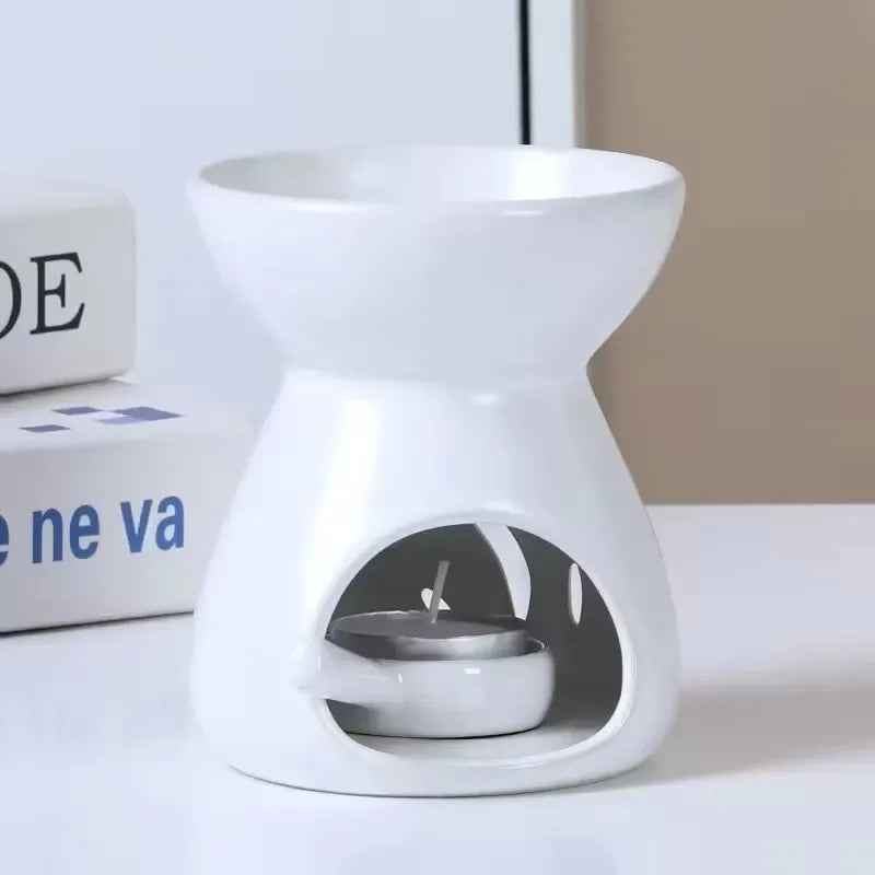2 em 1 fogão de óleo essencial artesanal cerâmica vela suporte aquecimento quarto nightlight evitar queima seca yoga spa queimador incenso