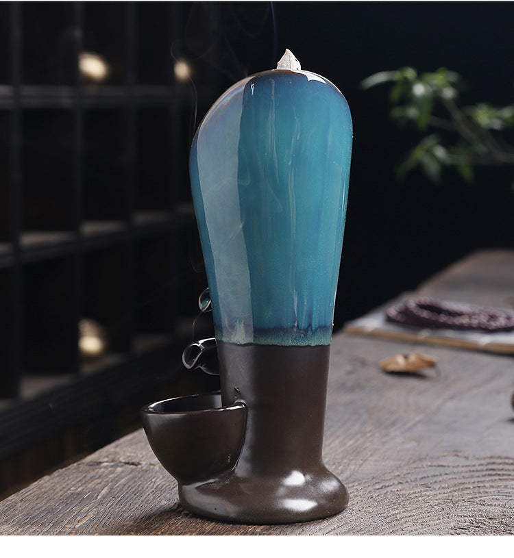1pc, tocha artesanal design cachoeira queimador de incenso criativo decoração para casa suporte incenso portátil cerâmica incensário (sem incenso)