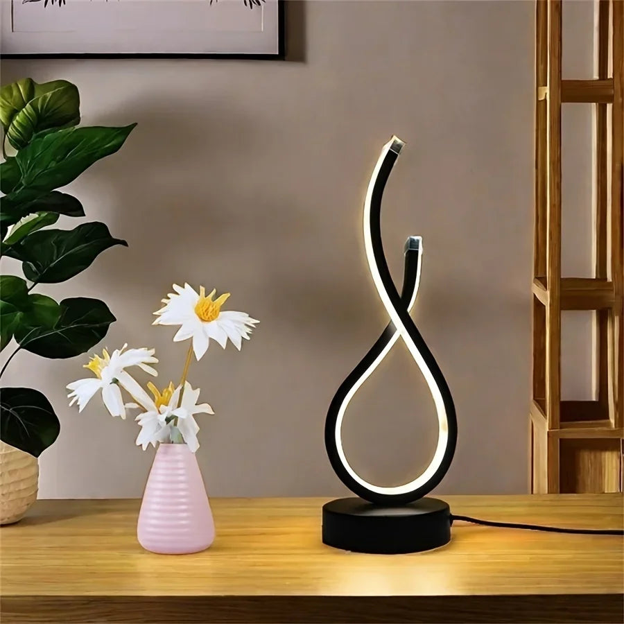 Criativo espiral led night light regulável 3 cores mesa noite lâmpada para sala de estar escritório quarto cabeceira decoração usb plug in