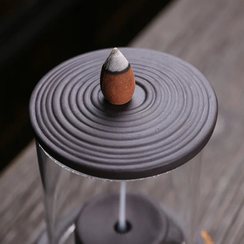 Areia roxa Tempo Vem De Volta Fluxo Incenso Burner Decoração-Interior Aroma Difusor Pedra Moagem Incenso Pedestal Artesanato Criativo Efeito Curativo Psicológico Candle Incense Pedestal Adequado para Presente Dando