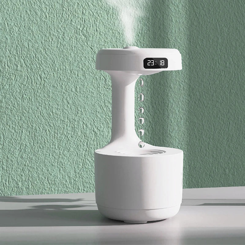 Umidificador de gotas de água anti-gravidade com display de relógio LED, tecnologia preta criativa - para decoração de casa, presentes para amigos