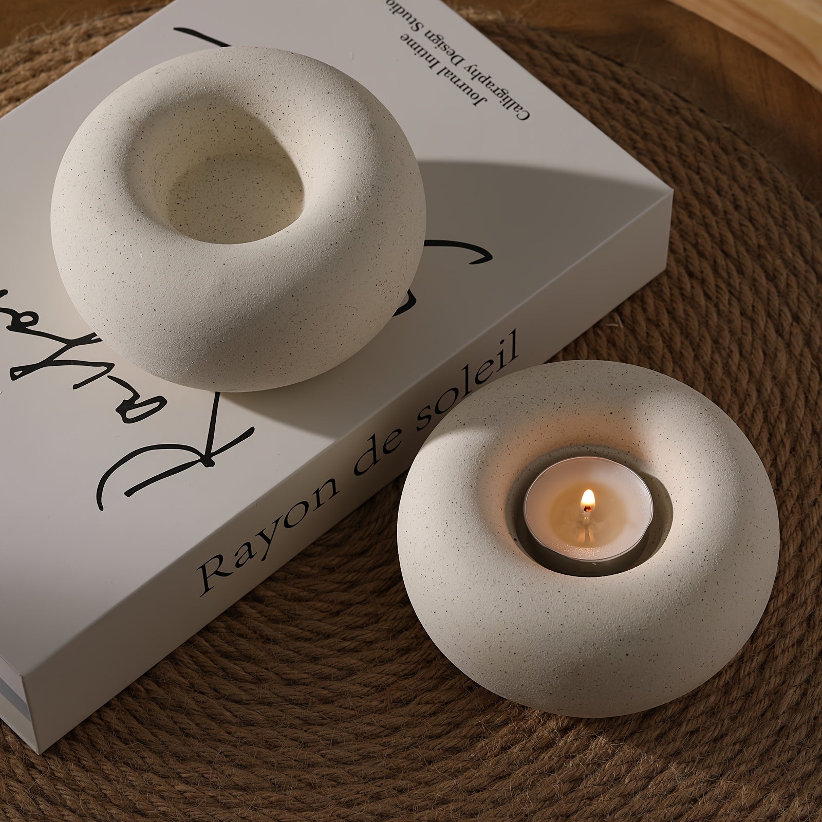 Donut castiçal criativo casa velas casa decoração de mesa castiçal para o quarto sem chama romântico presentes aniversário