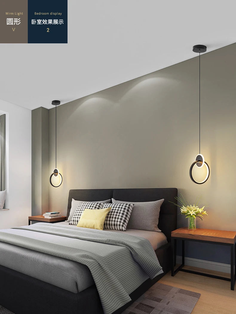 Suspensão Luzes Pingente, Lâmpadas Suspensas, Anel Lustres, Luminaria, Decoração do quarto, Techo