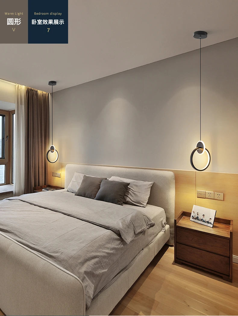 Suspensão Luzes Pingente, Lâmpadas Suspensas, Anel Lustres, Luminaria, Decoração do quarto, Techo