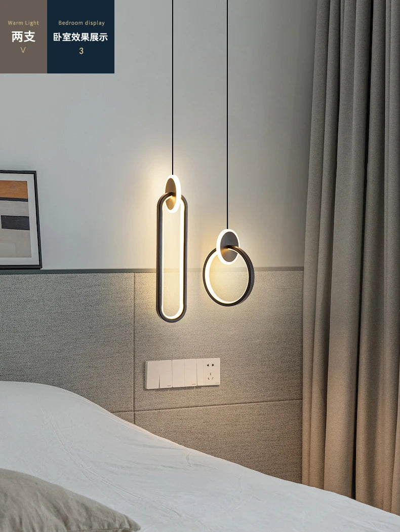 Suspensão Luzes Pingente, Lâmpadas Suspensas, Anel Lustres, Luminaria, Decoração do quarto, Techo