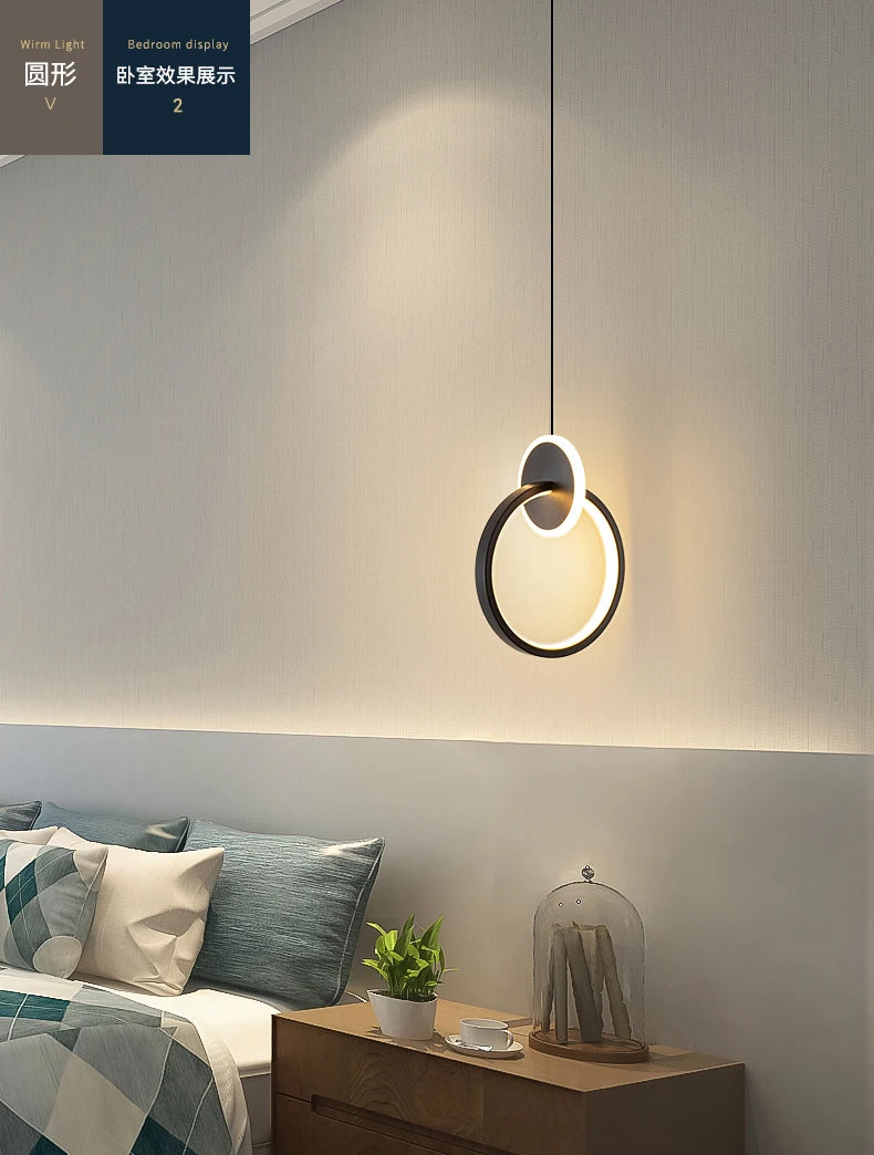 Suspensão Luzes Pingente, Lâmpadas Suspensas, Anel Lustres, Luminaria, Decoração do quarto, Techo
