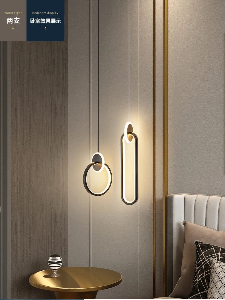 Suspensão Luzes Pingente, Lâmpadas Suspensas, Anel Lustres, Luminaria, Decoração do quarto, Techo