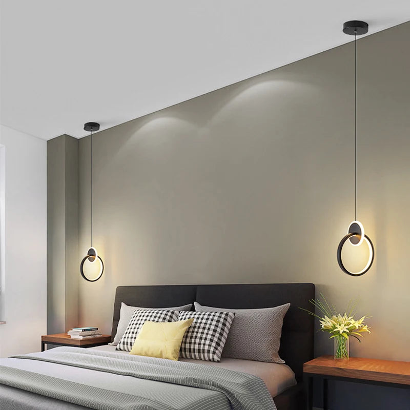 Suspensão Luzes Pingente, Lâmpadas Suspensas, Anel Lustres, Luminaria, Decoração do quarto, Techo