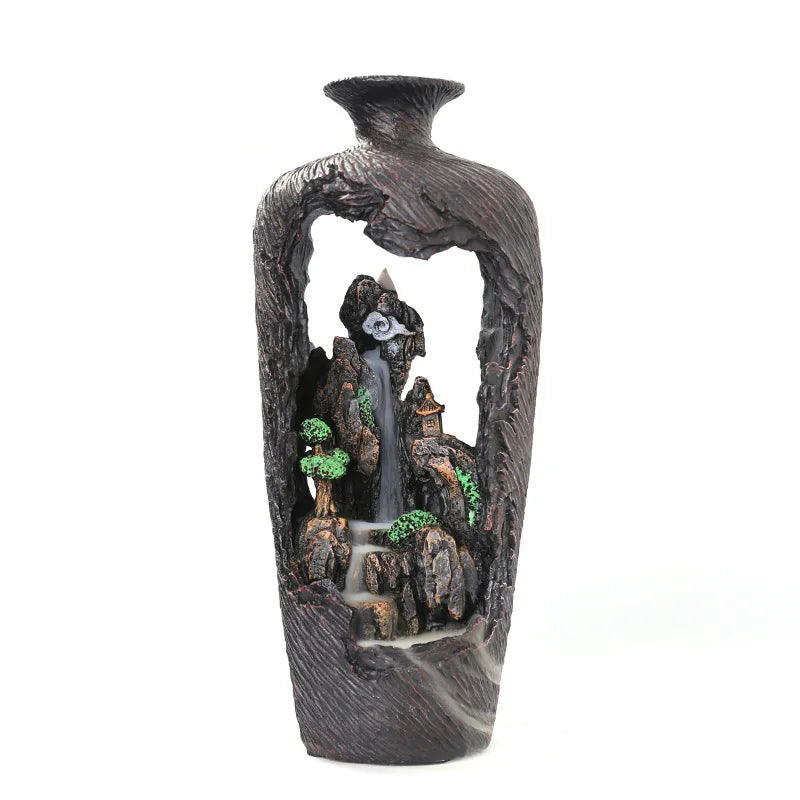 Decoração para casa vaso design ornamento resina artesanato sorte fengshui cachoeira backflow queimador de incenso incensário