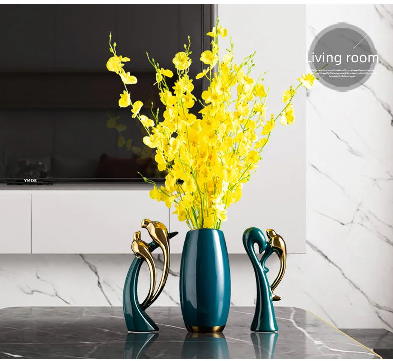 Estátua de decoração para casa em cerâmica, acessórios de decoração abstrata de cerâmica para decoração de casa, sala de estar, escritório, mesa