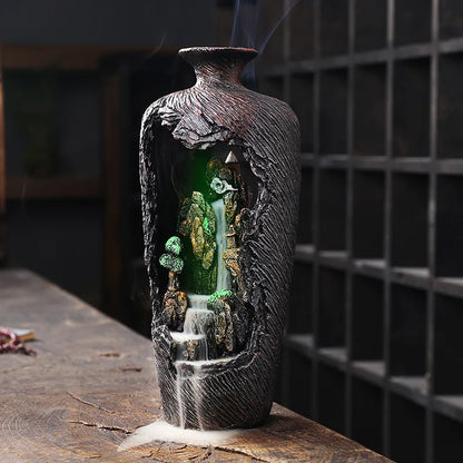 Decoração para casa vaso design ornamento resina artesanato sorte fengshui cachoeira backflow queimador de incenso incensário