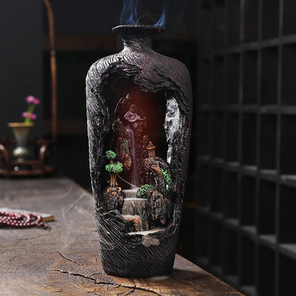 Decoração para casa vaso design ornamento resina artesanato sorte fengshui cachoeira backflow queimador de incenso incensário