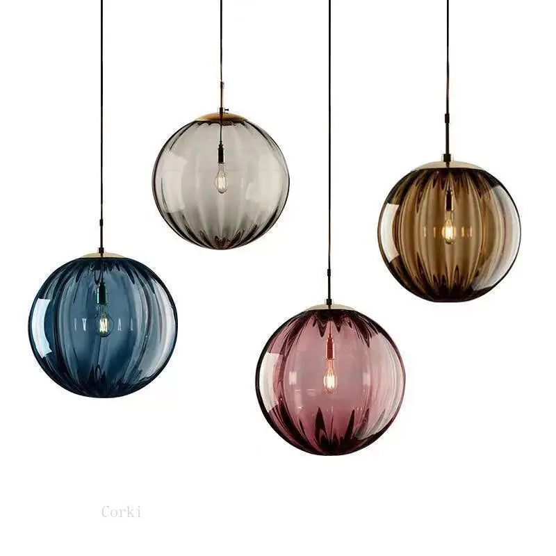 Moderno led luminária nordic 4 cores redonda de vidro pendurado luzes luminárias quarto sala estar decoração casa luminárias