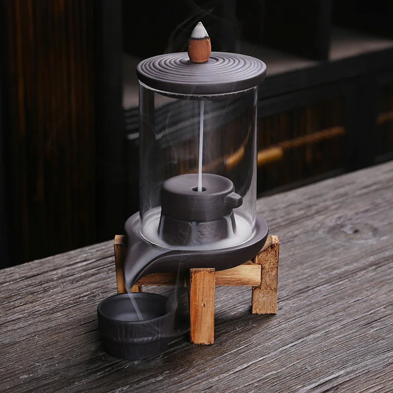 Areia roxa Tempo Vem De Volta Fluxo Incenso Burner Decoração-Interior Aroma Difusor Pedra Moagem Incenso Pedestal Artesanato  Criativo Efeito Curativo Psicológico Candle Incense Pedestal Adequado para Presente Dando