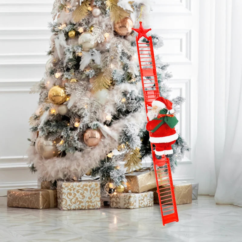 2024 papai noel boneca escada de escalada com música enfeites de árvore de natal decorações para casa 2023 navidad ano novo crianças presente