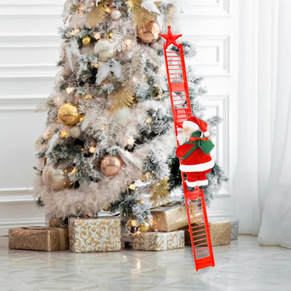 2024 papai noel boneca escada de escalada com música enfeites de árvore de natal decorações para casa 2023 navidad ano novo crianças presente