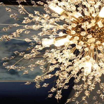 Céu moderno estrela bola de fogo pingente de cristal iluminação led dandelion restaurante, sala estar pingente, bar arte dinamarquês luminária