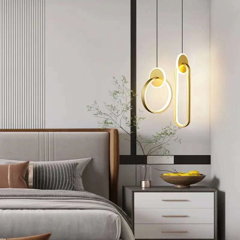 Suspensão Luzes Pingente, Lâmpadas Suspensas, Anel Lustres, Luminaria, Decoração do quarto, Techo