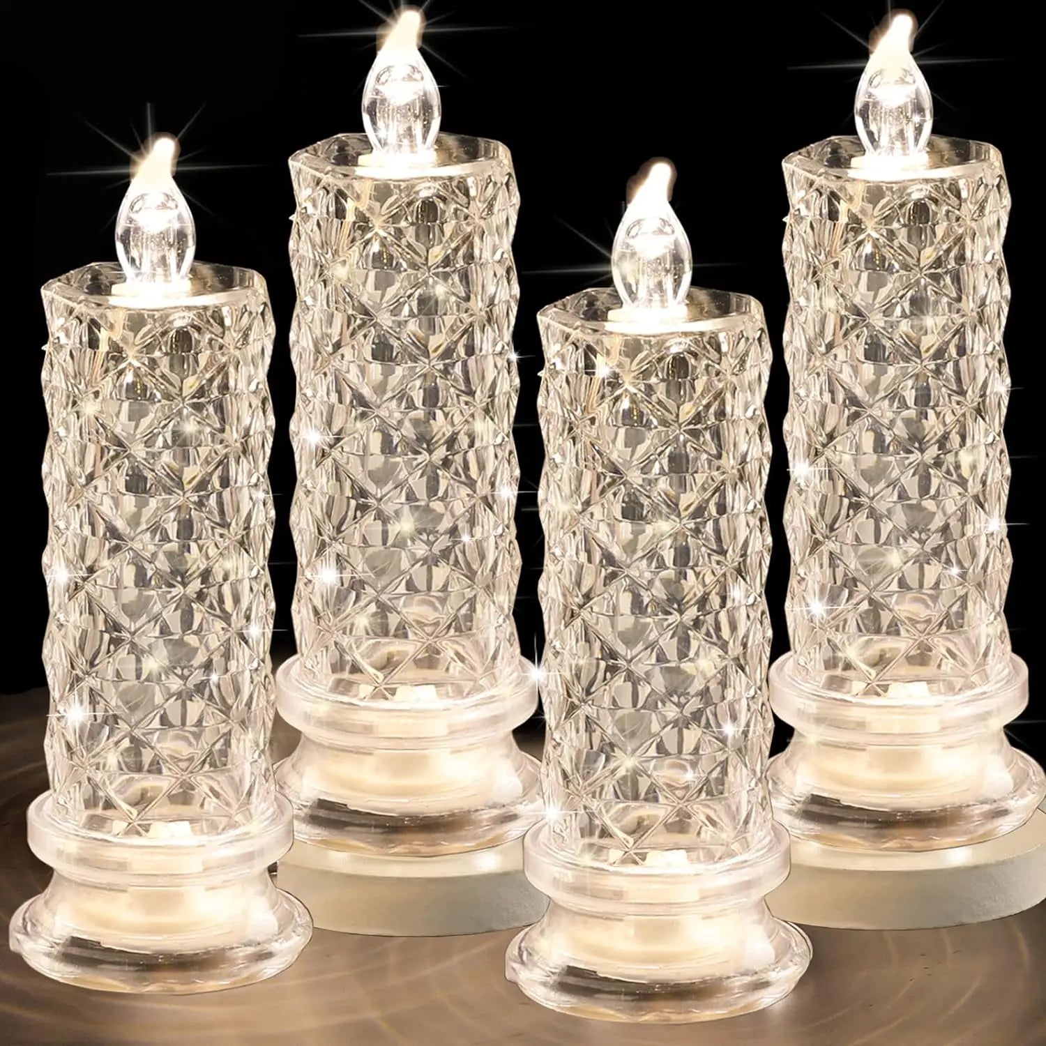 Flameless LED Crystal Candles, Lanterna de Bateria, Lâmpada da noite, Festa de Casamento, Aniversário, Natal, Decoração Halloween, Luz Transparente
