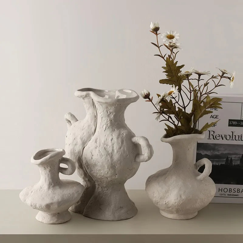Vaso de flores simples estilo nórdico hidroponia, vasos brancos de cerâmica, acessórios de mesa, decoração estética de banheiro