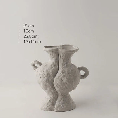 Vaso de flores simples estilo nórdico hidroponia, vasos brancos de cerâmica, acessórios de mesa, decoração estética de banheiro