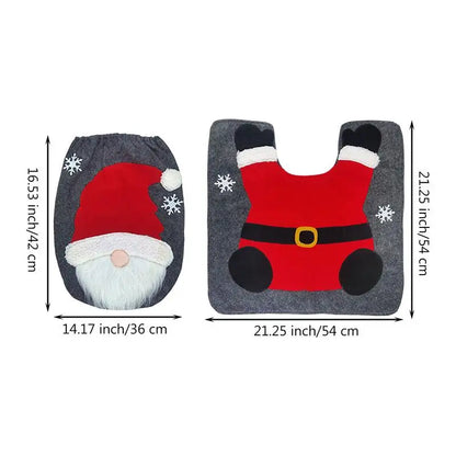 Capa de assento de vaso sanitário gnome de natal com tapete gnome absorvente de água capa de assento de vaso sanitário para natal conjunto de capa de assento de vaso sanitário à prova de poeira