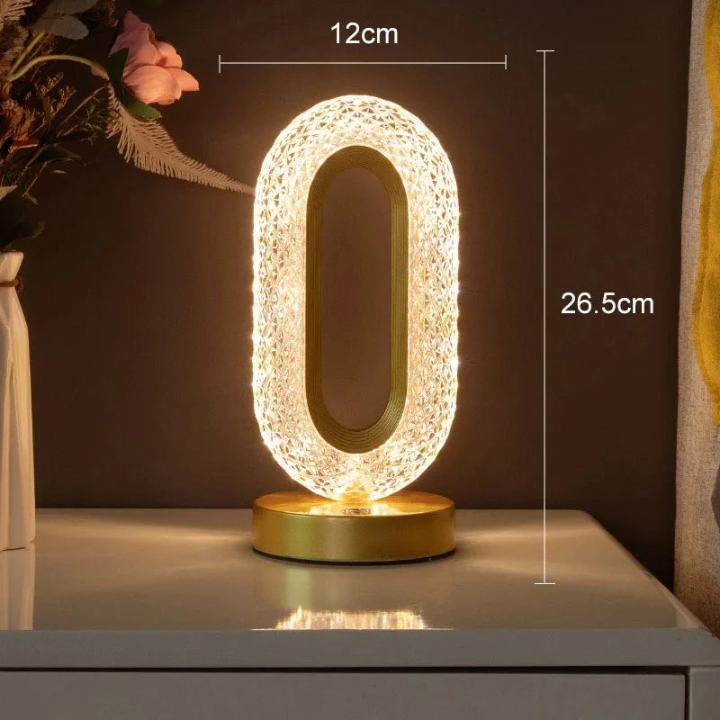 Controle de toque 3d pista cristal luz da noite meninas quarto decoração casa estética usb cabeceira led mesa ambiente 3d lua lâmpada