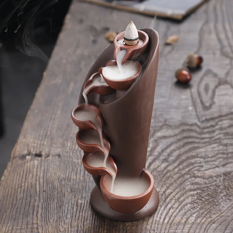 1pc, tocha artesanal design cachoeira queimador de incenso criativo decoração para casa suporte incenso portátil cerâmica incensário (sem incenso)