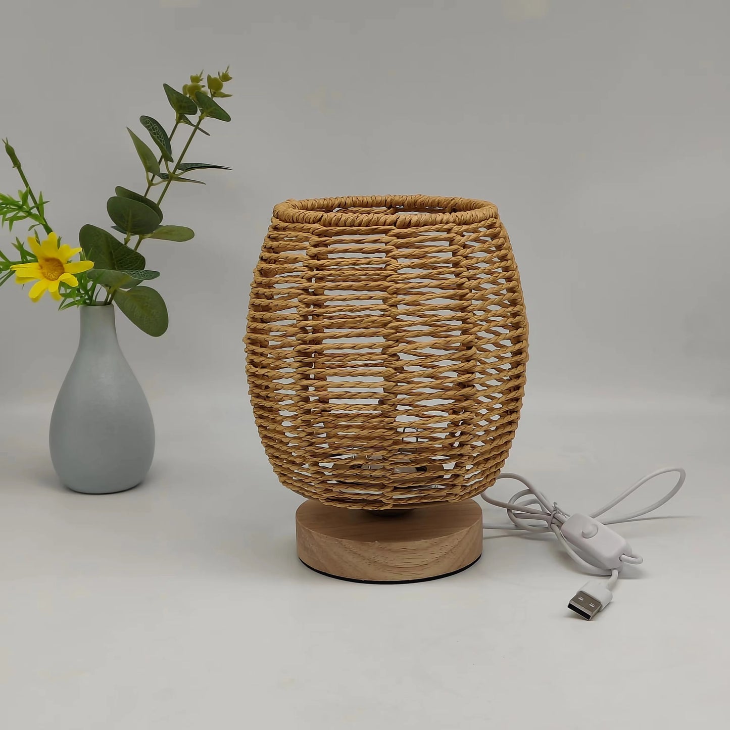 Criativo Hemp Rope Woven Desk Lamp, USB Powered, Adequado para Quartos de Cabeceira Salas e hotéis, 1Pc