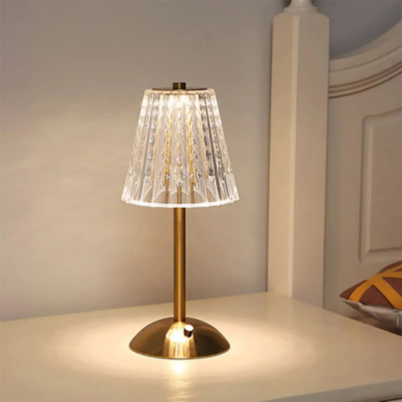 Luminária de mesa retrô de cristal, lâmpada de cabeceira para quarto, atmosfera luxuosa, recarregável, escurecimento, luz led