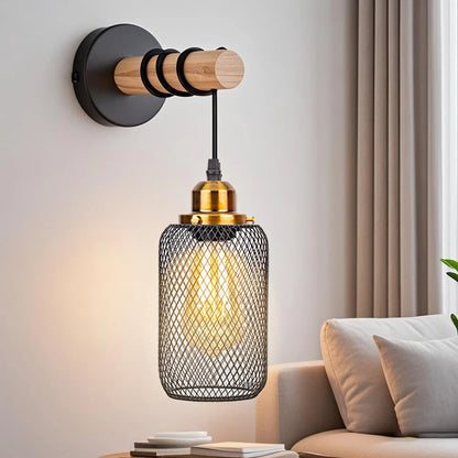 Retro madeira conduziu a luz de parede e27 220v 110v lâmpada industrial loft luminárias sala ao vivo lâmpada cabeceira decoração para o quarto restaurante