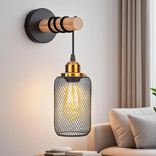 Retro madeira conduziu a luz de parede e27 220v 110v lâmpada industrial loft luminárias sala ao vivo lâmpada cabeceira decoração para o quarto restaurante