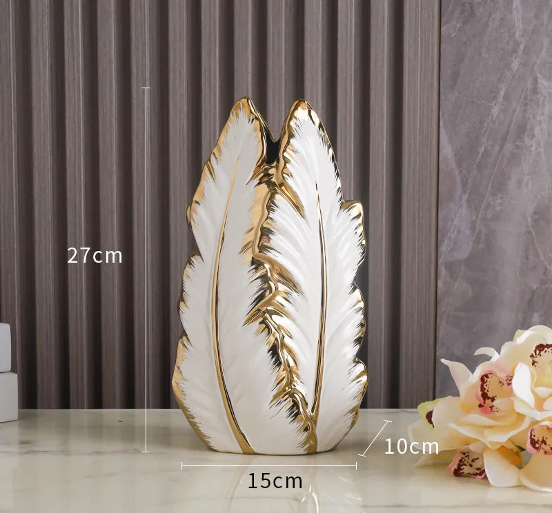 Vasos de cerâmica pintados a ouro de luxo com luz nórdica, sala de estar personalizada, decoração de varanda, armário de TV, casa criativa d