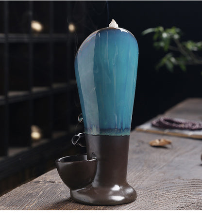 1pc, tocha artesanal design cachoeira queimador de incenso criativo decoração para casa suporte incenso portátil cerâmica incensário (sem incenso)