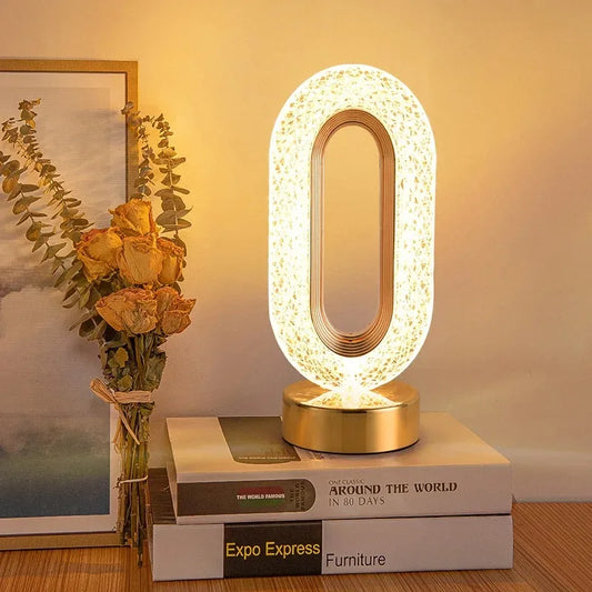 Controle de toque 3d pista cristal luz da noite meninas quarto decoração casa estética usb cabeceira led mesa ambiente 3d lua lâmpada