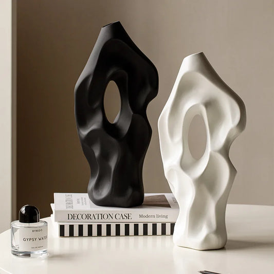 Vaso De Cerâmica Irregular Para Arranjo De Flores, Moderno E Minimalista, Decoração De Atmosfera De Mesa, Casa E Sala De Estar