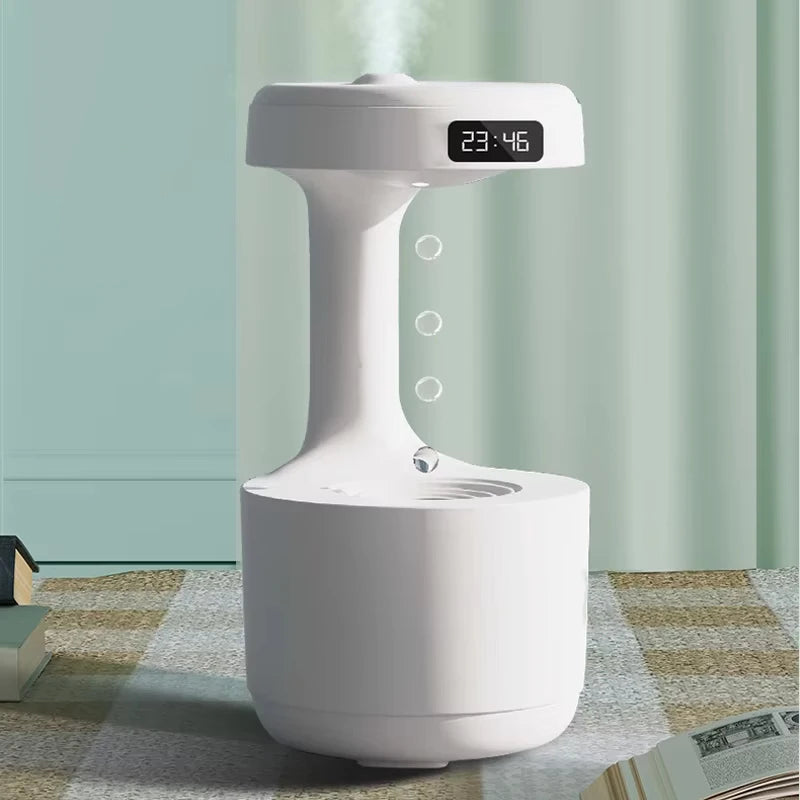 Umidificador de gotas de água anti-gravidade com display de relógio LED, tecnologia preta criativa - para decoração de casa, presentes para amigos