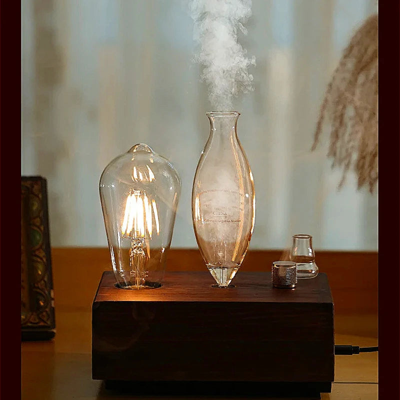 Difusor de óleo essencial puro sem água nebulizador difusor de aromaterapia elétrico de vidro de madeira difusores essenciais de aroma para casa