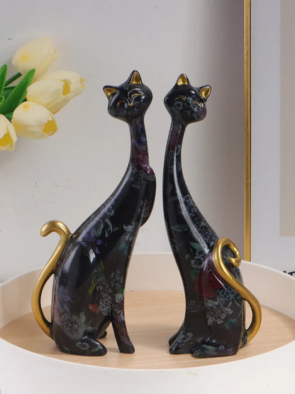 Criativo aquarela casal gato escultura resina material casa arte decorativa quarto sala de estar entrada corredor estatueta