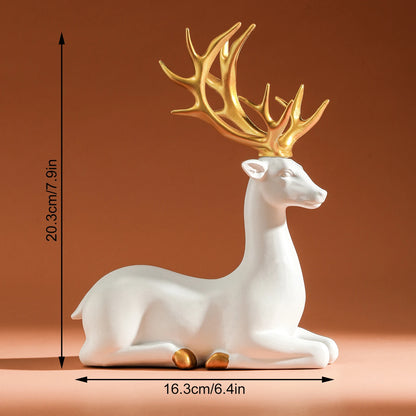 Estatuetas de rena, estátua de cervo branco, escultura de alce, resina sintética sólida, sala de estar, casa, decoração de natal, ornamento de mesa
