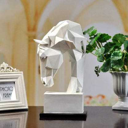 Cabeça de cavalo ornamentos resina nórdico moderno decoração para casa arte animal geométrico origami artesanato mobiliário mesa decoração estatueta