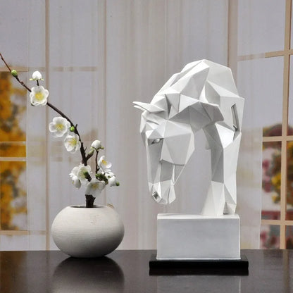Cabeça de cavalo ornamentos resina nórdico moderno decoração para casa arte animal geométrico origami artesanato mobiliário mesa decoração estatueta