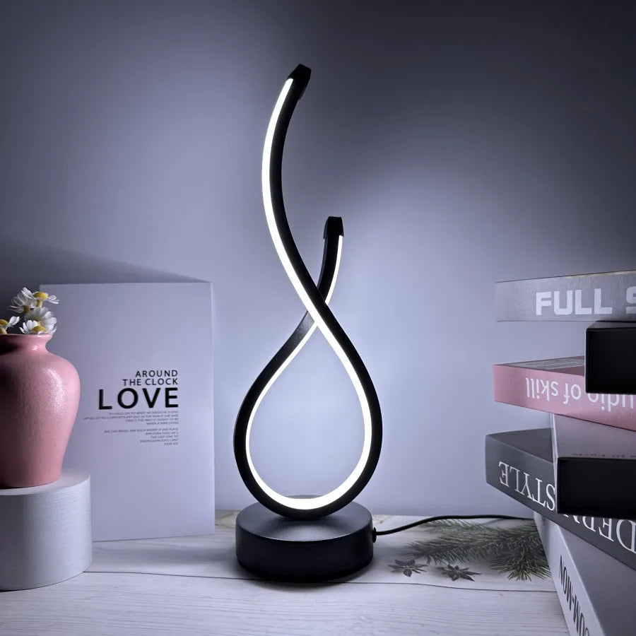 Criativo espiral led night light regulável 3 cores mesa noite lâmpada para sala de estar escritório quarto cabeceira decoração usb plug in