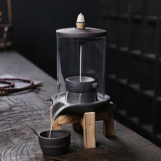 Areia roxa Tempo Vem De Volta Fluxo Incenso Burner Decoração-Interior Aroma Difusor Pedra Moagem Incenso Pedestal Artesanato  Criativo Efeito Curativo Psicológico Candle Incense Pedestal Adequado para Presente Dando