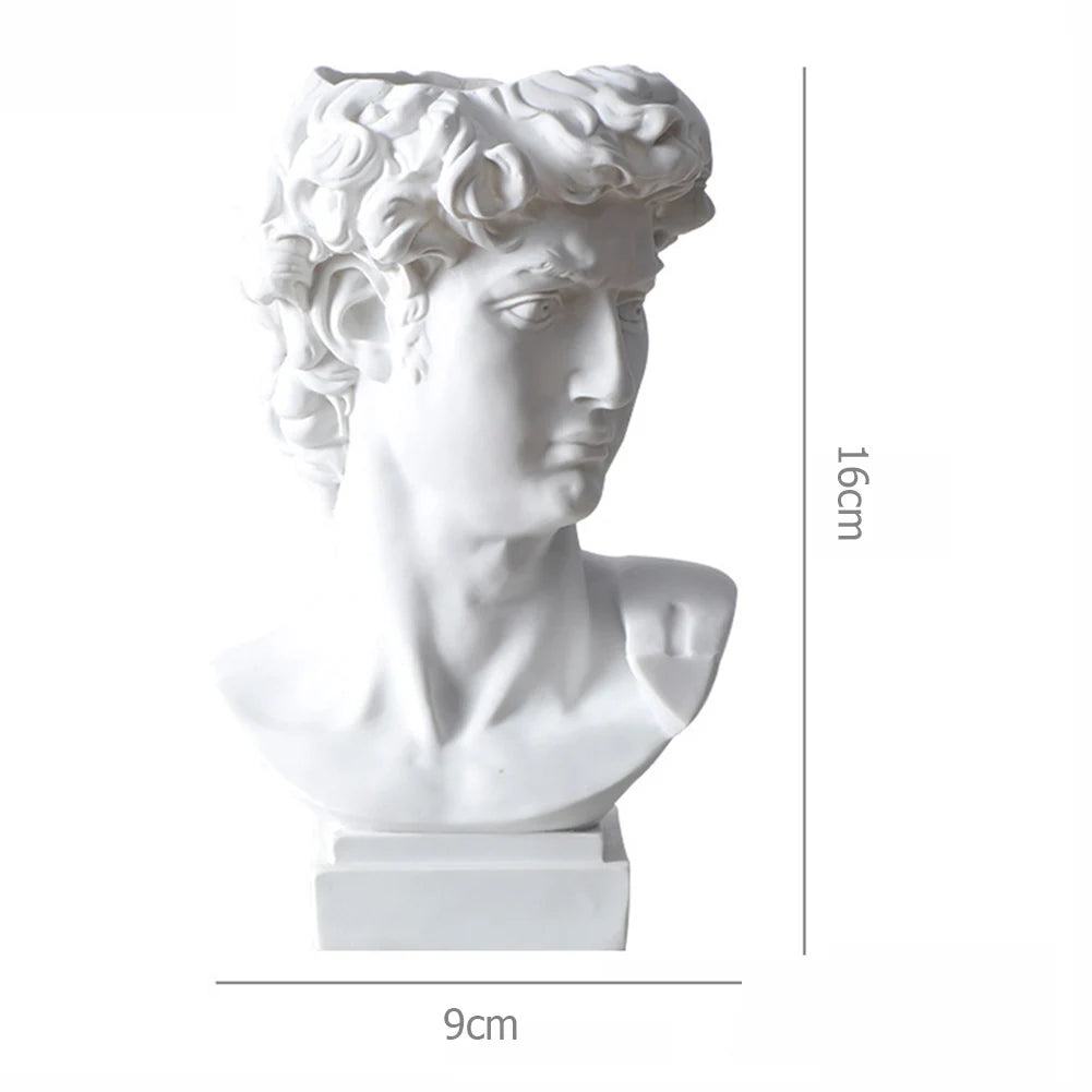 Arte criativa vaso de flor maquiagem escova armazenamento caneta titular david estátua resina medici vaso organizador mesa decoração para casa ornamentos