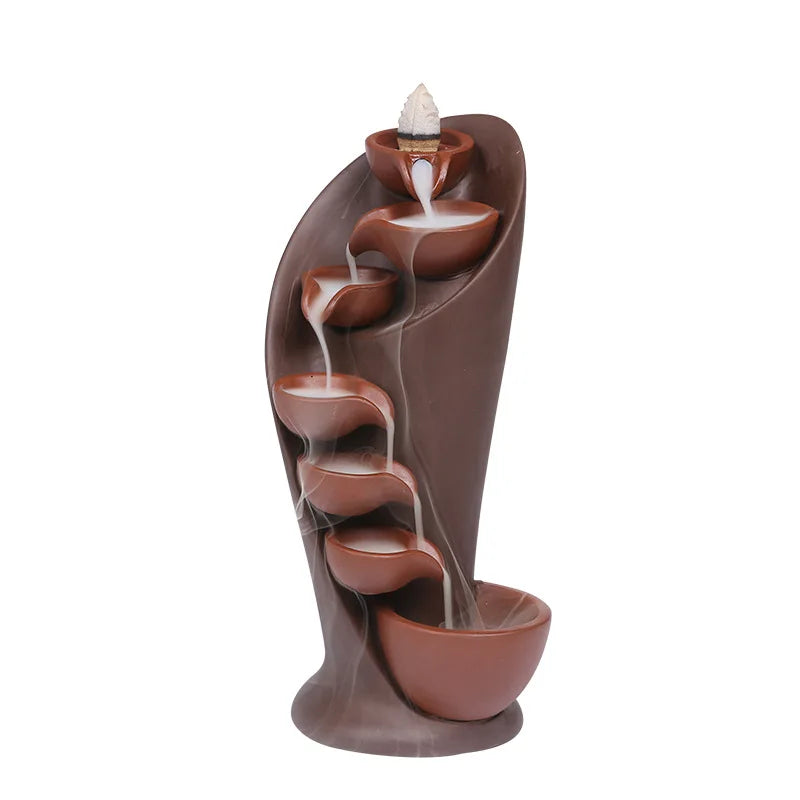 1pc, tocha artesanal design cachoeira queimador de incenso criativo decoração para casa suporte incenso portátil cerâmica incensário (sem incenso)