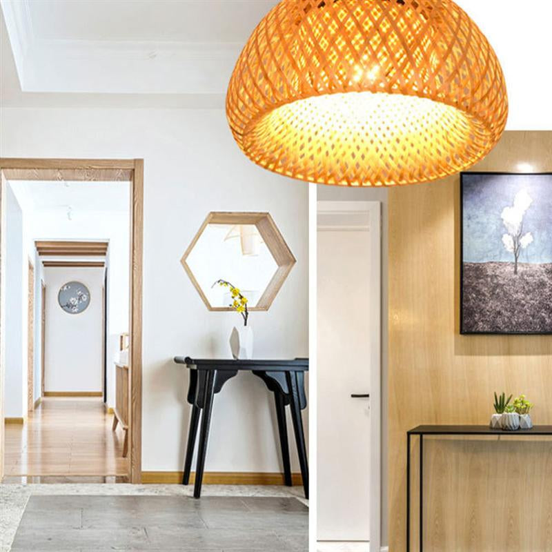 30 rattan vime luz de teto pingente lâmpada sombra decoração do quarto casa lustre bambu madeira arte lustre suspenso luminária