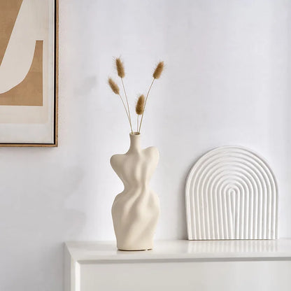 Vaso de flor para decoração de flores, forma feminina, fofo, boho, arte corporal, botão de escultura, decoração moderna