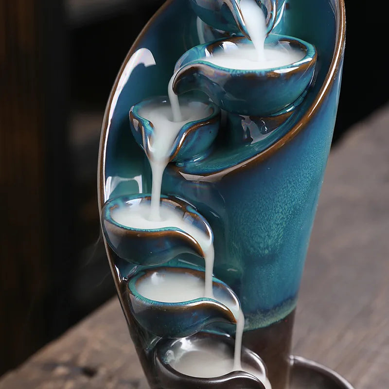 1pc, tocha artesanal design cachoeira queimador de incenso criativo decoração para casa suporte incenso portátil cerâmica incensário (sem incenso)