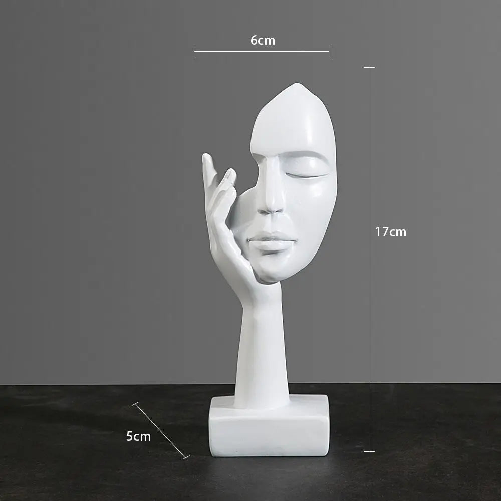 Resina Abstrata Estátua Desktop Ornamentos, Escultura Estatuetas, Luz Nórdica, Arte de Luxo Artesanato, Escritório Home Decor, Cara Caráter